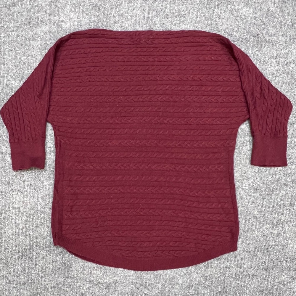 Market & Spruce Sweater Womens XS Burgundy Cable Knit Cashmere Silk Blend - Picture 4 of 9